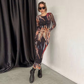 Slim Fit Printed Long Dress